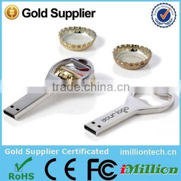 Promotional gift bottle opener keychain usb, custom logo bottle opener usb flash drive