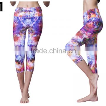 Wholesale Fashion Yoga Leggings Full Printed Floral Daisy Cropped Pants