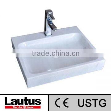 Rectangular white stone wash basin