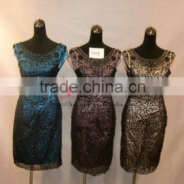 Short Sleeve Chiffon Blue Short Cocktail Dress With Sequins Vintage Short Evening Dresses photo-4