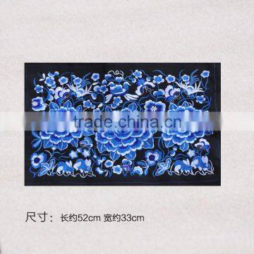 Blue and white flowers patterns Embroidery Ethnic cotton fabrics for bags