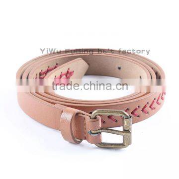 pu Female Belts Casual Thread Decoration Slim Jeans pu Leather Belt
