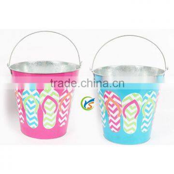 Metal multipurpose decorative ice bucket or beach pail