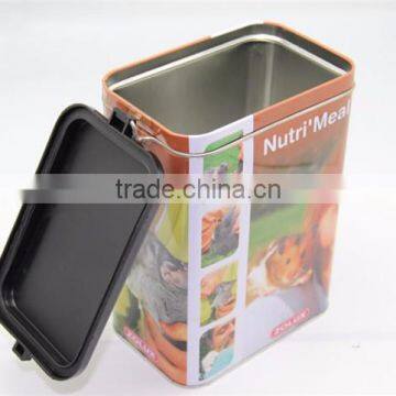 Dog pet food packing tin box with plastic lid