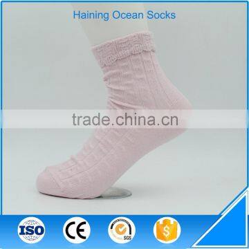 Soft close skin breathable girls pink cotton foot tube socks