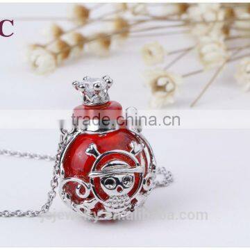 2016 Handmade Glass Bottle Skull Aromatherapy Essential Oil Diffuser Pendant Necklace Jewelry