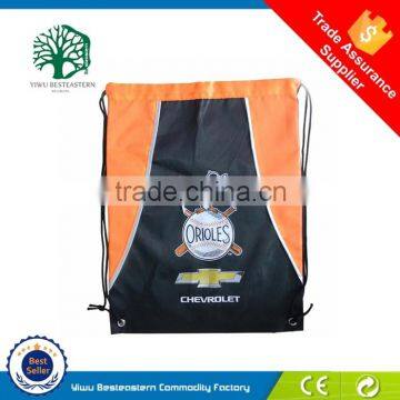 Promotion blue cotton drawstring bag, drawstring backpack for laundry and shoes