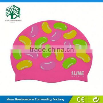 Fashionable Seepdo Quality Adult / Kid sizes customized logo printed waterproof silicone swimming cap