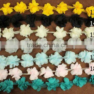 19colors Barcode Bud Silk Chiffon Flowers Lace Trimming