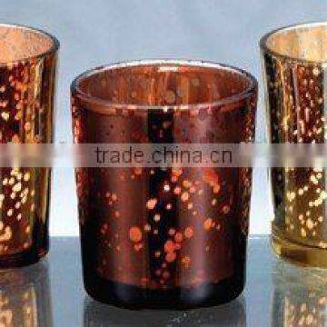 Mercury And Copper, Silver, Red, Glass Votive Holder
