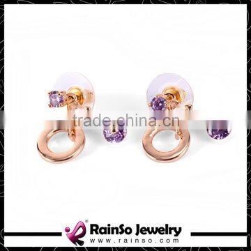 Luxury Zircon Crystal Stud Earrings Rose Gold Plated Jewelry for Women