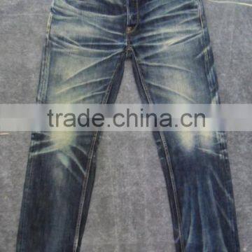 Custom High quality vintage wash distressed Japanese selvedge jeans denim selvedge denim jeans (LOTV010)