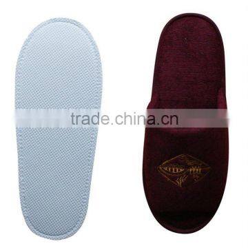 red poly terry washable closed toe hotel slipper