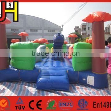 Outdoor inflatable dinosaur playground, funny dinosaur obstacle and bouncer for kids playing