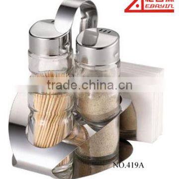 wholesale 2016 fashionable glass condiment shaker set