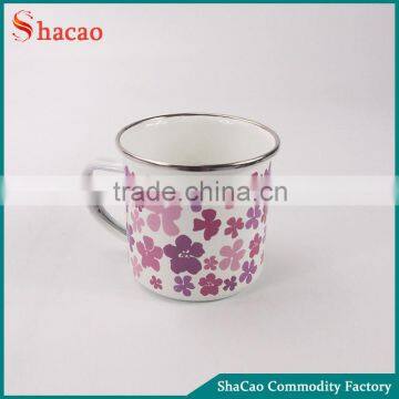 Floral Printed Travel Camping Cup Steel Custom Enamel Mug