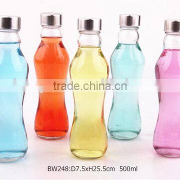 Clear Round Glass Bottle With Lid