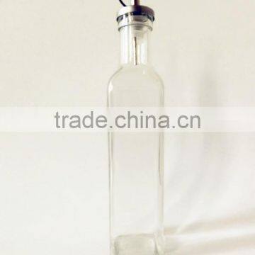 8 oz Olive Oil white glass empty bottle with spout