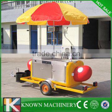 Small on street hand push stainless steel hot dog car,hot dog trailer