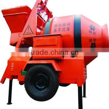 small portable drum cement mixer JZM500 with rubber tires