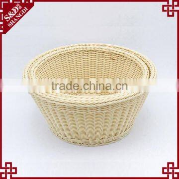 Food grade plastic wicker food basket round stackable wickerwork baskets