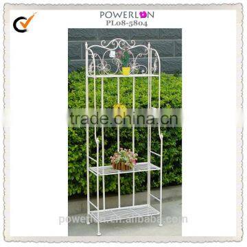 POWERLON Vintage metal 4-tiers shelf outdoor plant stand and indoor storage shelf