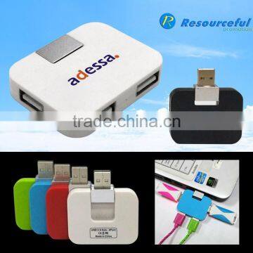 portable fashional square shape cute 4 port usb hub