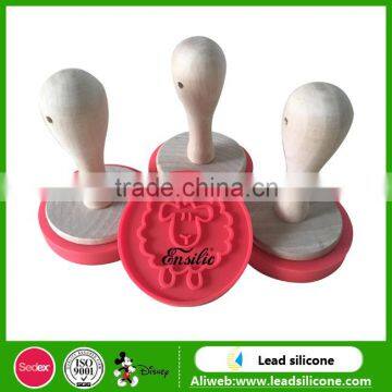 Custom Printed Silicone Cookie Stamp Silicone Cookie Stamp With Wooden Handle photo-5