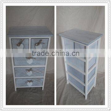 Shabby Chic Wooden Storage chest Fully Assembled Wood living cabinet with White Hanging Hearts Handles