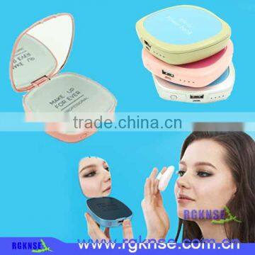 Make up mirror power bank 4000mah Portable power bank with mirror for ladies