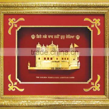 Gold foil Amritsar Darbar Sahib buildings frame photos for promotion gift