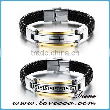 Fashion punk vintage men leather bracelet handcrafted women weave