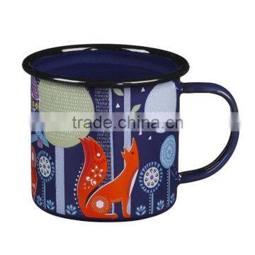 High quality LFGB SGS FDA nature decal fantastic design camping customized metal enamel mug