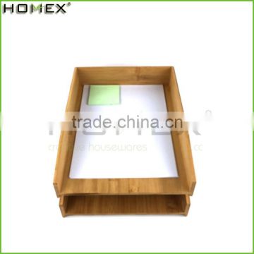 Stackable bamboo paper storage tray/ a4 paper storage box Homex-BSCI