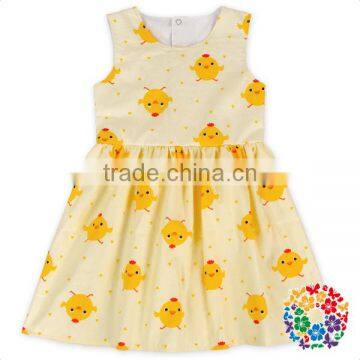 Wholesale Baby Girls New Chicken Printing Sleeve Dress Fashion Summer Cotton Dress Shirt