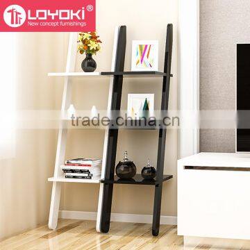 Hot Sale Wood Corner Storage Shelf 3 Tier Wood Leaning Ladder Book / Magazine Shelf photo-3