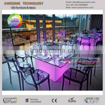 Ourdoor wedding dining set / dining table and chair set with led under lighting