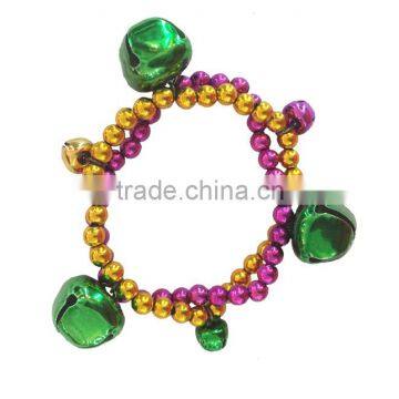 Mardi Gras/ Dionysia promotional jingle bell elastic bracelet