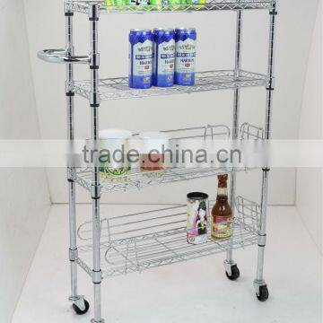 4 Tiers Kitchen Trolley with Shelf Ledges
