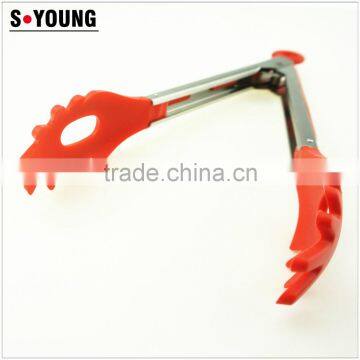 14061 9 Inch Kitchen and Barbecue Grill Tongs Silicone BBQ Cooking Stainless Steel Locking Food Tong Salad Tongs photo-5