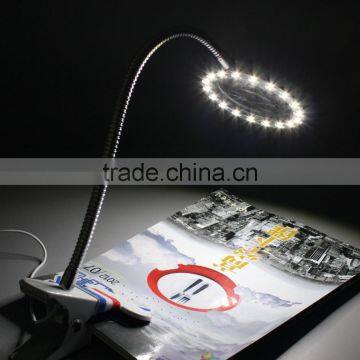 2016 Latest Popular Fashionable New Design Gooseneck Clip Reading Magnifier With LED Light photo-3
