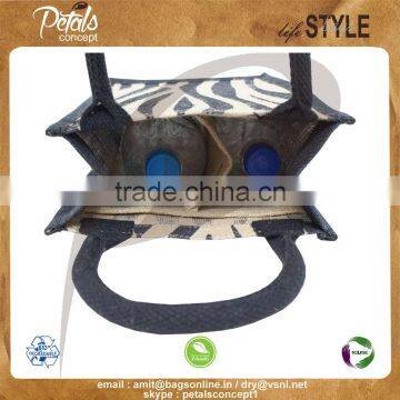 PP Laminated Jute Two Bottle Wine Bag With Padded Rope Handle photo-4