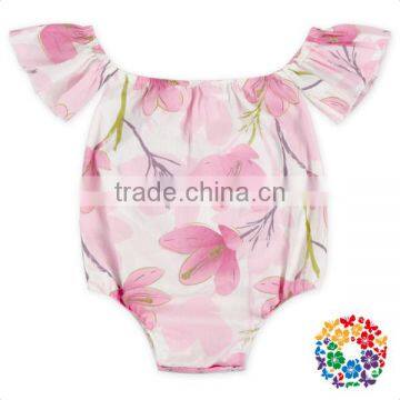 Pretty Pink Flowers One Piece Girls Baby Rompers Cute Flutter Sleeve Infant Clothes Romper Summer