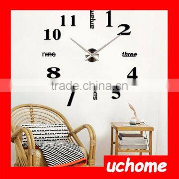 UCHOME Silver Rounds Circles Number Wall Clock Mirror Wall Clock Modern Design Removable DIY Acrylic 3D Mirror Wall Clock photo-6
