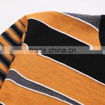 Mens Brand Wool Black Yellow Crew Neck Stripe Wool Sweater photo-5