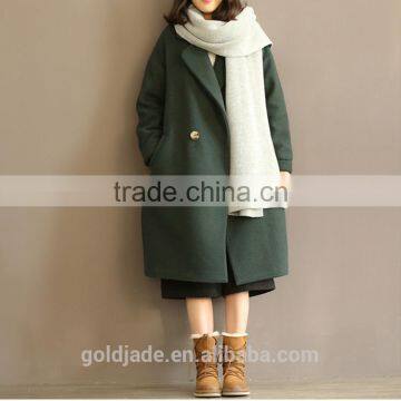 2016 Customized Manufacture Fashionable Winter Thick Long Style Woolen Ladies Long Overcoats