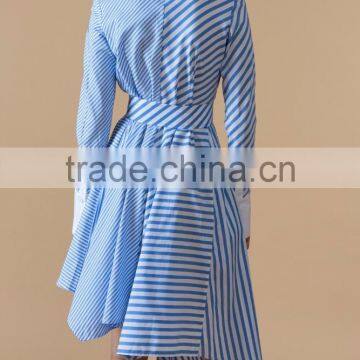 Women Fashion Party Dress New Design Asymmetrical Stripe Dress photo-5