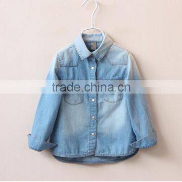 Autumn Long sleeve Turn-down collar denims blouses for children