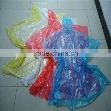 Foldable waterproof plastic raincoat rain poncho in the pouch