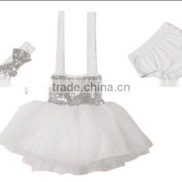 2016 china alibaba low price wholesale baby sequin romper tutu set with headband and skirt for dancing